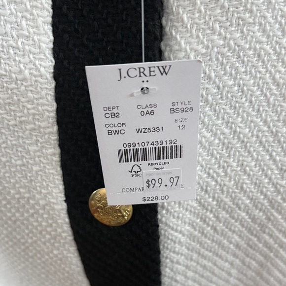 J. Crew Black and White Jacket with Gold Accents - Picture 3 of 6